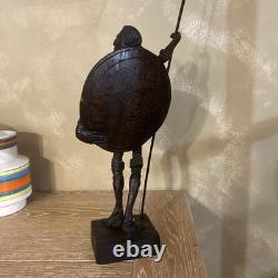 RARE Ancien Grand Don Quixote Quichotte OURO Sculpture Statue En Bois Sculpté
