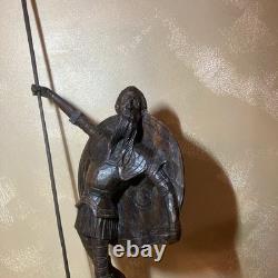 RARE Ancien Grand Don Quixote Quichotte OURO Sculpture Statue En Bois Sculpté