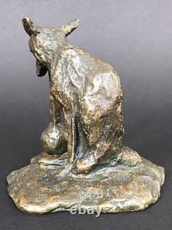 RARE ancien BRONZE signé ARY BITTER Fables de La Fontaine RENARD ET LA CIGOGNE