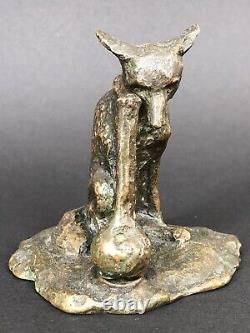 RARE ancien BRONZE signé ARY BITTER Fables de La Fontaine RENARD ET LA CIGOGNE