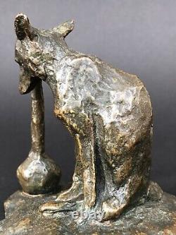 RARE ancien BRONZE signé ARY BITTER Fables de La Fontaine RENARD ET LA CIGOGNE