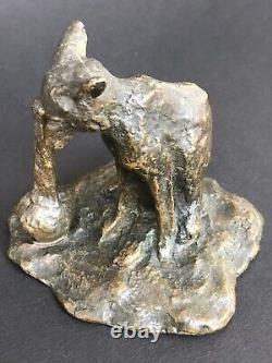 RARE ancien BRONZE signé ARY BITTER Fables de La Fontaine RENARD ET LA CIGOGNE