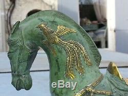 Rare Ancienne Chinois de la Dynastie Qing en bronze doré cheval statue Sculpté