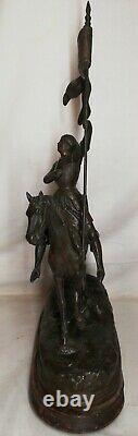 Rare Ancienne statue régule Jeanne d'Arc Part L. Raphaël XIX Ème Siècle H 50 cm