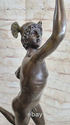 Rare Bronze Mercury Figurine Ancien Romain Musée Qualité Sculpture Art Statue