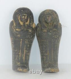 Rare ancienne pharaonique antique 2 statues ushabtis BC mythologie égyptienne