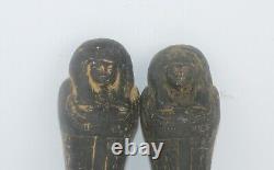 Rare ancienne pharaonique antique 2 statues ushabtis BC mythologie égyptienne