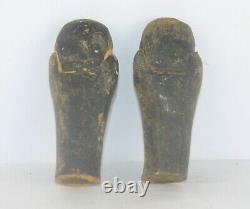 Rare ancienne pharaonique antique 2 statues ushabtis BC mythologie égyptienne