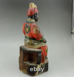 Rare ancienne statue de Thor Chinois en bois peint polychrome doré chine 18eme