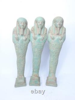 Rare ancienne statue égyptienne Ushabti Shabti 3 sculpture en pierre pharaoni