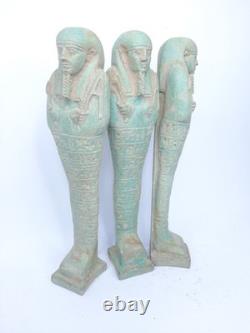 Rare ancienne statue égyptienne Ushabti Shabti 3 sculpture en pierre pharaoni