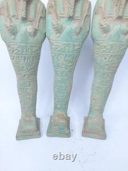 Rare ancienne statue égyptienne Ushabti Shabti 3 sculpture en pierre pharaoni