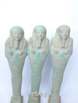 Rare ancienne statue égyptienne Ushabti Shabti 3 sculpture en pierre pharaoni