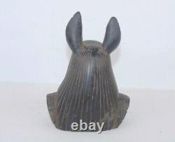 Rare ancienne statue égyptienne ancienne de tête Anubis dieu des morts dans l