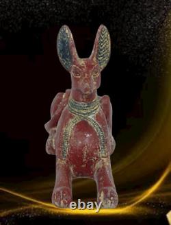 Rare ancienne statue égyptienne antique chacal Anubis BC égyptologie