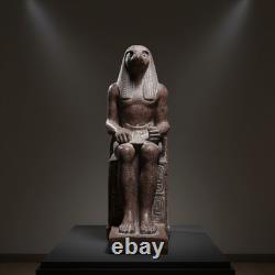 Rare ancienne statue égyptienne d'Horus assis trône sculpture pharaonique art