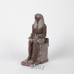 Rare ancienne statue égyptienne d'Horus assis trône sculpture pharaonique art