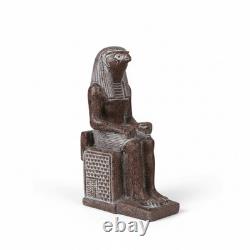 Rare ancienne statue égyptienne d'Horus assis trône sculpture pharaonique art