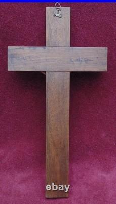 Rare magnifique ancien grand christ sur croix sculpter très fin détail