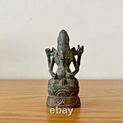 Rare statue ancienne en bronze Ganesh, XVIII°-XIX°, Asie