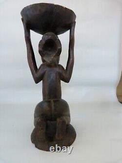 Rare statue sculpture ancienne siege tabouret bois congo luba bon etat