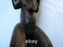 Rare statue sculpture ancienne siege tabouret bois congo luba bon etat