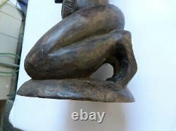 Rare statue sculpture ancienne siege tabouret bois congo luba bon etat