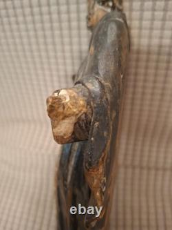 SAINT MOINE BARBU/ANCIENNE STATUE RELIGIEUSE/BOIS SCULPTé PEINT/H. 22cm/XVIIIè
