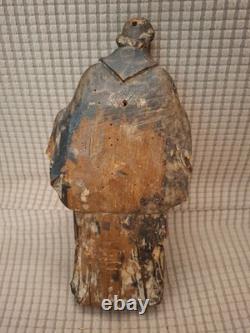 SAINT MOINE BARBU/ANCIENNE STATUE RELIGIEUSE/BOIS SCULPTé PEINT/H. 22cm/XVIIIè