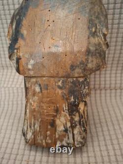 SAINT MOINE BARBU/ANCIENNE STATUE RELIGIEUSE/BOIS SCULPTé PEINT/H. 22cm/XVIIIè