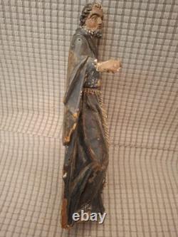 SAINT MOINE BARBU/ANCIENNE STATUE RELIGIEUSE/BOIS SCULPTé PEINT/H. 22cm/XVIIIè