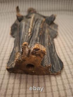 SAINT MOINE BARBU/ANCIENNE STATUE RELIGIEUSE/BOIS SCULPTé PEINT/H. 22cm/XVIIIè