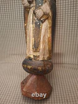 SAINT MOINE/SAINT DOMINIQUE/ANCIENNE STATUE RELIGIEUSE/BOIS/H. 35c/XVIIIèAVANT