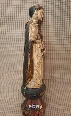 SAINT MOINE/SAINT DOMINIQUE/ANCIENNE STATUE RELIGIEUSE/BOIS/H. 35c/XVIIIèAVANT