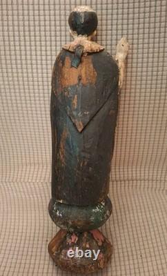 SAINT MOINE/SAINT DOMINIQUE/ANCIENNE STATUE RELIGIEUSE/BOIS/H. 35c/XVIIIèAVANT