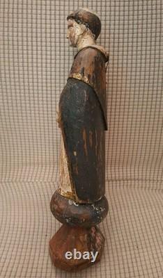 SAINT MOINE/SAINT DOMINIQUE/ANCIENNE STATUE RELIGIEUSE/BOIS/H. 35c/XVIIIèAVANT