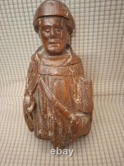 SAINT MOINE/saint DOMINIQUE/ANCIENNE STATUE RELIGIEUSE/BOIS/H. 22c/XVIIIèAVANT