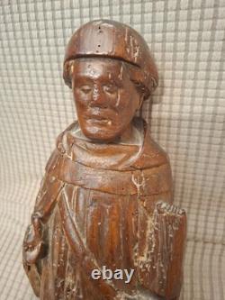 SAINT MOINE/saint DOMINIQUE/ANCIENNE STATUE RELIGIEUSE/BOIS/H. 22c/XVIIIèAVANT