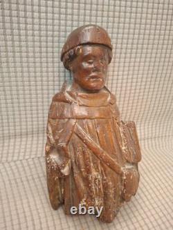 SAINT MOINE/saint DOMINIQUE/ANCIENNE STATUE RELIGIEUSE/BOIS/H. 22c/XVIIIèAVANT