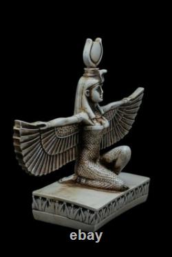 SCULPTURE EGYPTIENNE ANCIENNE UNIQUE Statue Pierre Ailes Isis Déesse de la Gu