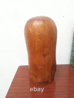 SCULPTURE SIGNÉ RELIGIEUSE MARIE THERESE STATUE BUSTE BOIS Ancienne Vintage