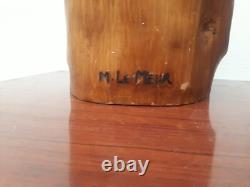 SCULPTURE SIGNÉ RELIGIEUSE MARIE THERESE STATUE BUSTE BOIS Ancienne Vintage