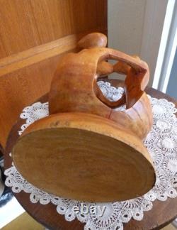 SCULPTURE/STATUE en bois ancienne couple amour homme/femme/enfant 30 cm