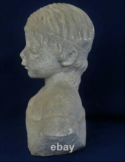 SCULPTURE en GRES Ancien Buste d'Enfant Romain en Grès Sculpté