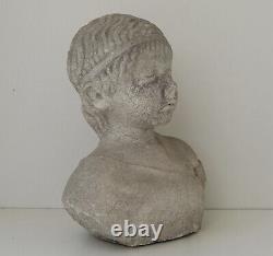 SCULPTURE en PIERRE Ancien Buste d'Enfant Romain en Pierre Sculptée