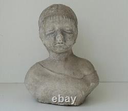 SCULPTURE en PIERRE Ancien Buste d'Enfant Romain en Pierre Sculptée