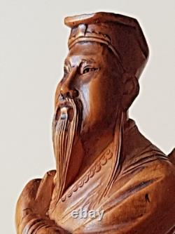 STATUETTE CHINOISE ANCIENNE sur socle, sculpture en BOIS