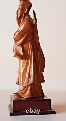 STATUETTE CHINOISE ANCIENNE sur socle, sculpture en BOIS