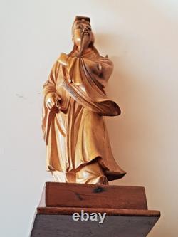 STATUETTE CHINOISE ANCIENNE sur socle, sculpture en BOIS