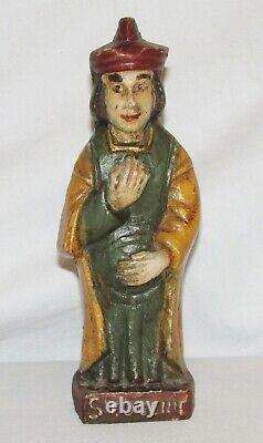 STATUE ANCIENNE SAINTE EUGENIE BOIS SCULPTE religious wooden statue SCULPTURE